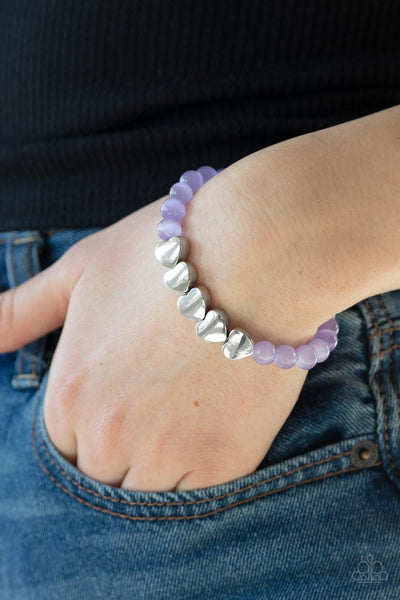 Paparazzi Heart-Melting Glow - Purple Bracelet - The Jewelry Box Collection 