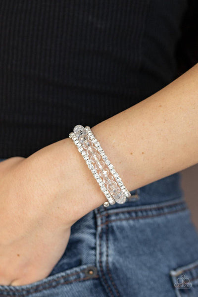 Paparazzi Glam-ified Fashion - White Bracelet - The Jewelry Box Collection 