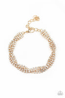 Paparazzi Braided Twilight - Gold - White Rhinestones - Adjustable Bracelet - The Jewelry Box Collection 