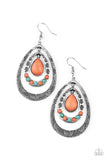 Paparazzi Terra Teardrops Orange Earring - The Jewelry Box Collection 
