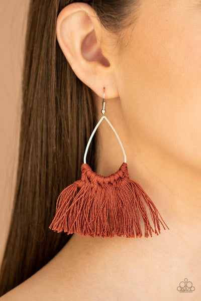 Paparazzi Tassel Treat Brown Earring - The Jewelry Box Collection 