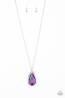 Paparazzi Maven Magic - Purple Gem - Silver Chain Necklace and matching Earrings - The Jewelry Box Collection 