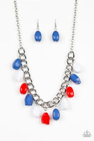 Paparazzi Take The COLOR Wheel! - Multi - Red, White & Blue - Necklace and matching Earrings