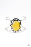 Paparazzi Vibrantly Vibrant - Yellow Cuff Bracelet - The Jewelry Box Collection 
