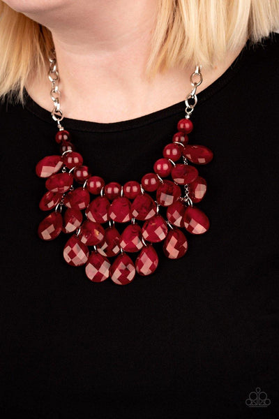 Paparazzi Sorry To Burst Your Bubble - Red Necklace - The Jewelry Box Collection 