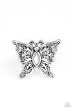 Paparazzi Flutter Flavor - White Butterfly Ring - The Jewelry Box Collection 