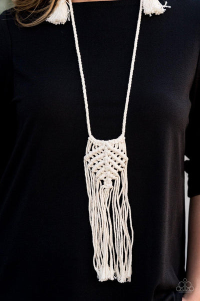 Paparazzi Macrame Mantra - White Necklace Convention 2020 - The Jewelry Box Collection 