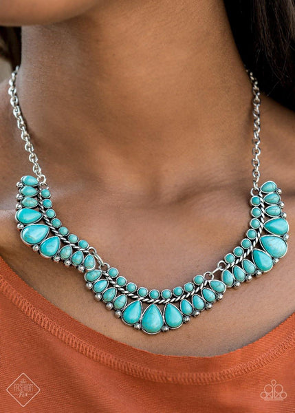 Paparazzi Naturally Native - Blue  Necklace Fashion Fix  2020 - The Jewelry Box Collection 