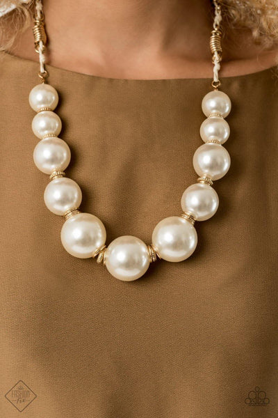 Paparazzo Pearly Prosperity - Gold Necklace October 2020 fashion Fix - The Jewelry Box Collection 