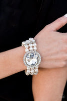 Paparazzi Speechless Sparkle - White Pearl Bracelet - The Jewelry Box Collection 