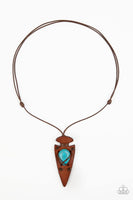 Paparazzi Hold Your ARROWHEAD Up High - Blue Urban Necklace - The Jewelry Box Collection 