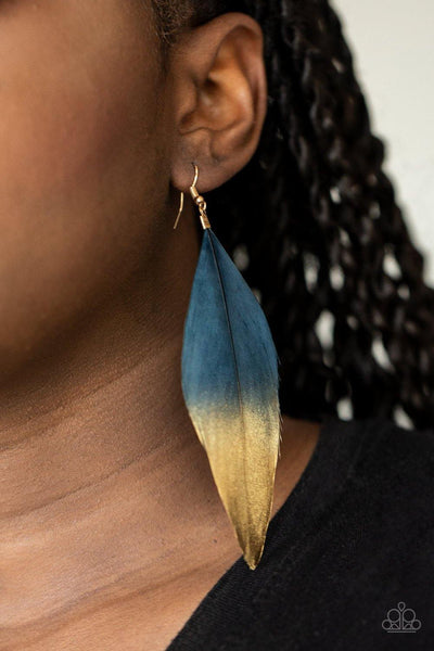Paparazzi Fleek Feathers - Blue Earrings - The Jewelry Box Collection 