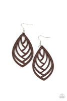 Paparazzi Out of the Woodwork - Brown Wood Earring - The Jewelry Box Collection 
