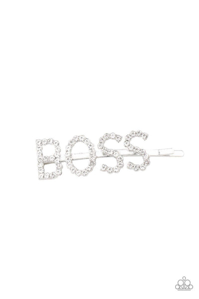 Paparazzi Yas Boss! - White Hair Clip - The Jewelry Box Collection 