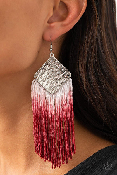 Paparazzi DIP The Scales - Red Earrings - The Jewelry Box Collection 
