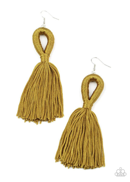Paparazzi Tassels and Tiaras - Green Earrings - The Jewelry Box Collection 