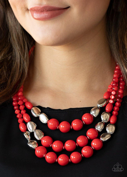 Paparazzi Flamingo Flamboyance - Red Necklace - The Jewelry Box Collection 