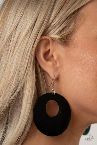 Paparazzi Island Hop - Black Wood Earring - The Jewelry Box Collection 