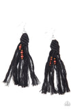 Paparazzi Beach Bash - Black Tassel Fringe earrings