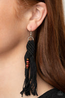 Paparazzi Beach Bash - Black Tassel Fringe earrings