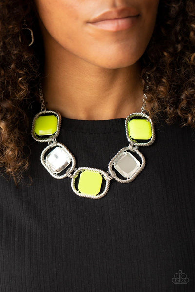 Paparazzi Pucker Up - Yellow Necklace - The Jewelry Box Collection 