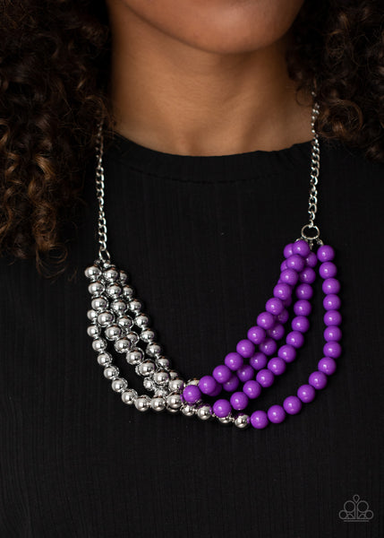 Paparazzi Layer After Layer - Purple and Silver Necklace