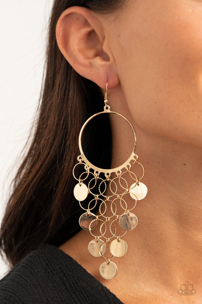 Paparazzi Earrings Take a CHIME Out - Gold