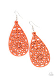 Paparazzi Seaside Sunsets - Orange Wood Earring