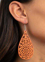 Paparazzi Seaside Sunsets - Orange Wood Earring