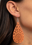 Paparazzi Seaside Sunsets - Orange Wood Earring