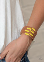 Paparazzi Country Colors - Yellow wtap Bracelet - The Jewelry Box Collection 
