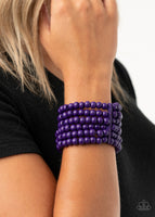 Paparazzi Diving in Maldives - Purple Wood Bracelet