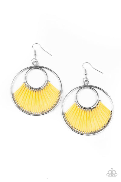 Paparazzi Really High-Strung - Yellow Earring - The Jewelry Box Collection 