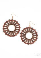 Paparazzi Solar Flare - Brown Wood Earring