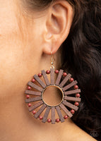 Paparazzi Solar Flare - Brown Wood Earring