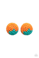 Paparazzi Post Earrings As Happy As Can BEAD - Orange