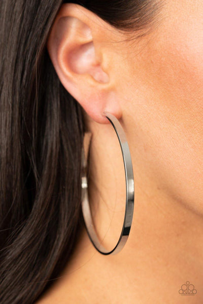 Paparazzi Lean Into The Curves - Silver Hoop Earring - The Jewelry Box Collection 