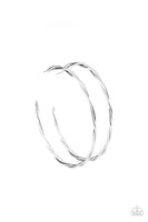 Paparazzi Out of Control Curves - Silver Hoop Earrings