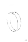 Paparazzi Out of Control Curves - Silver Hoop Earrings