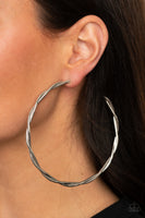 Paparazzi Out of Control Curves - Silver Hoop Earrings