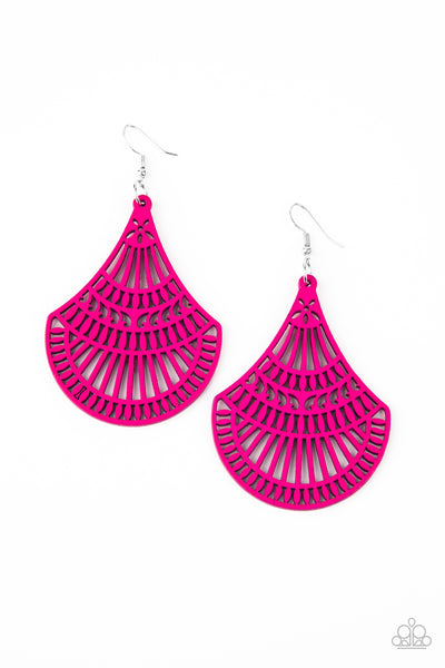 Paparazzi Tropical Tempest - Pink Wood Earring