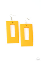 Paparazzi Totally Framed - Yellow Wood Earring