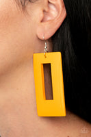Paparazzi Totally Framed - Yellow Wood Earring