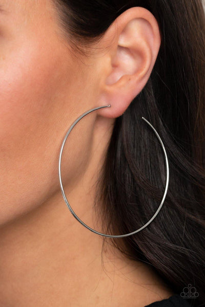 Paparazzi Very Curvaceous - Silver Hoop Earring - The Jewelry Box Collection 