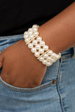 Paparazzi Modern Day Majesty - Gold Pearl Bracelet - The Jewelry Box Collection 