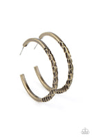 Paparazzi Imprinted Intensity - Brass Hoop Earrings