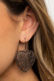 Paparazzi Let Your Heart Grow - Copper Heart Earrings - The Jewelry Box Collection 