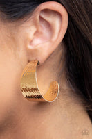 Paparazzi Flatten The Curve - Gold Hoop Earring - The Jewelry Box Collection 