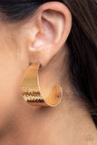 Paparazzi Flatten The Curve - Gold Hoop Earring - The Jewelry Box Collection 