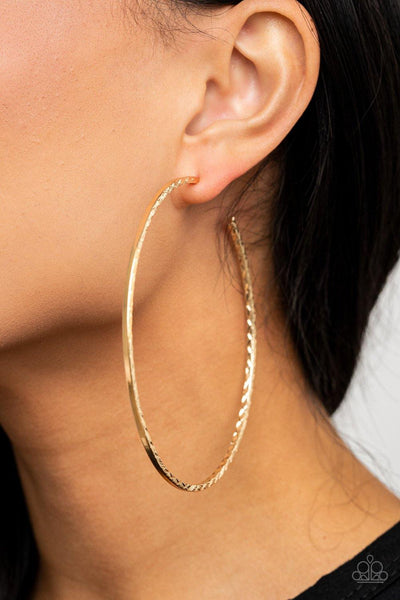 Paparazzi Diamondback Diva - Gold Hoop Earrings - The Jewelry Box Collection 